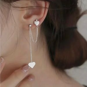 Double Lobe Piercing Chain Dangle Earring Heart